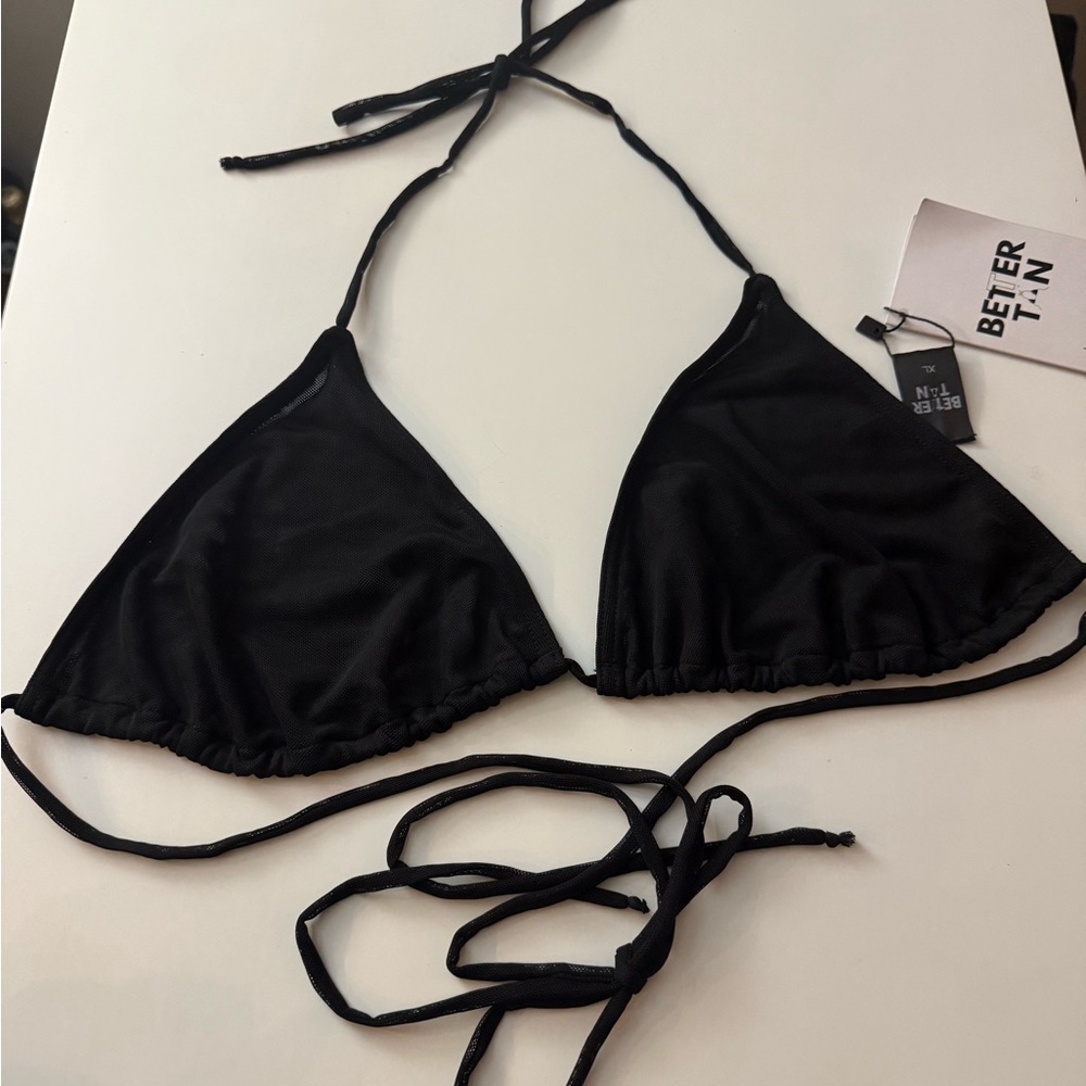 New Black BetterTan Swim Kastani Triangle Bikini Top XL